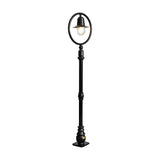 Railway Style cast iron lamp post, 1.49m black post with a spun shade under a hoop frame and clear polycarbonate dome, shown on a plain white background.