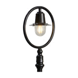 Railway Style Cast Iron Lamp Post in black, 1.49m, with a single light in a spun shade beneath a black hoop over a clear glass dome, shown on a plain white background.