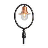 Railway Style cast iron lamp post, 2.73m, with a black oval hoop frame holding a copper spun shade over a clear glass dome, lit bulb visible, on a plain white background.