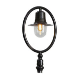 Railway Style Cast Iron Lamp Post 2.73m in black, showing the spun shade within a hoop over a clear polycarbonate dome, set against a plain white background.