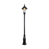 Georgian cast iron lamp post in black, 3.2m tall with a traditional square base, single lantern head with clear glass panels, shown on a plain white background.