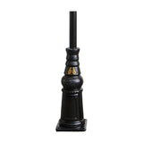 Georgian Cast Iron Lamp Post 3.2m in black, traditional square base with decorative gold accents and tapered iron pillar, shown on a plain white background.