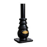 Georgian cast iron lamp post in black, 1.39m, with a ribbed decorative base, square mounting plate, and plain cylindrical post, shown against a white background.