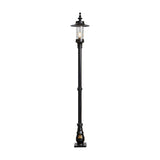 Georgian cast iron lamp post in black, 2.21m tall with a single lantern head, clear glass panels, decorative base, and traditional square-edged design on a plain white background.