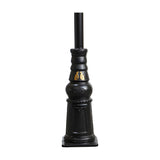 Victorian Manor Cast Iron Lamp Post 2.9m in black, showing a slim decorative column base with gold detailing and square mounting plate on a plain white background.