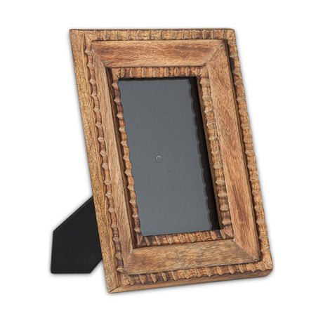 Hansika 5 x 7 Carved Mango Wood Photo Frame - Natural
