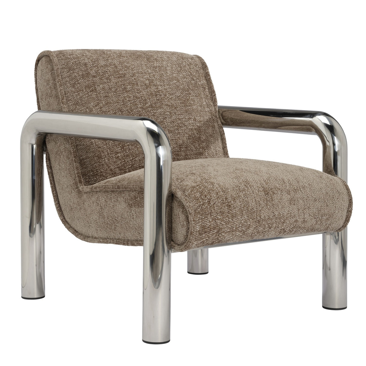 Haider Accent Chair - Light Brown with Steel