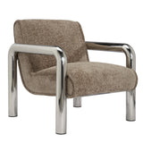 Haider Accent Chair - Light Brown with Steel