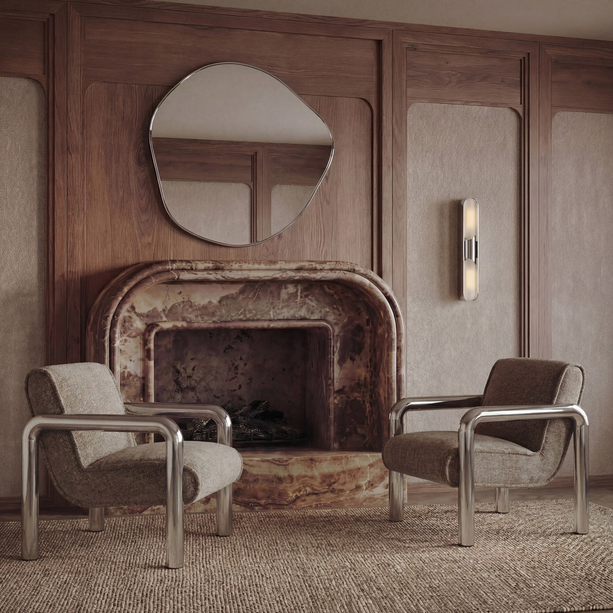 Haider Accent Chair - Light Brown with Steel