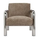 Haider Accent Chair - Light Brown with Steel