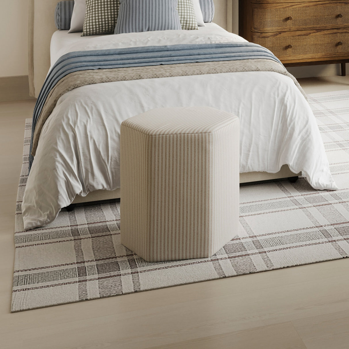 Harbour Stool - Beige Thin Stripe