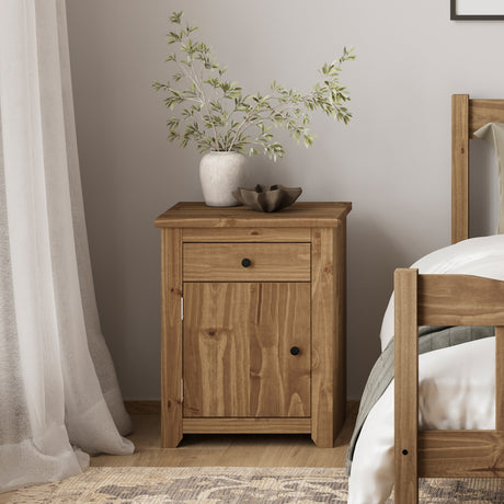 Havana 1 Drawer Bedside Table - Pine