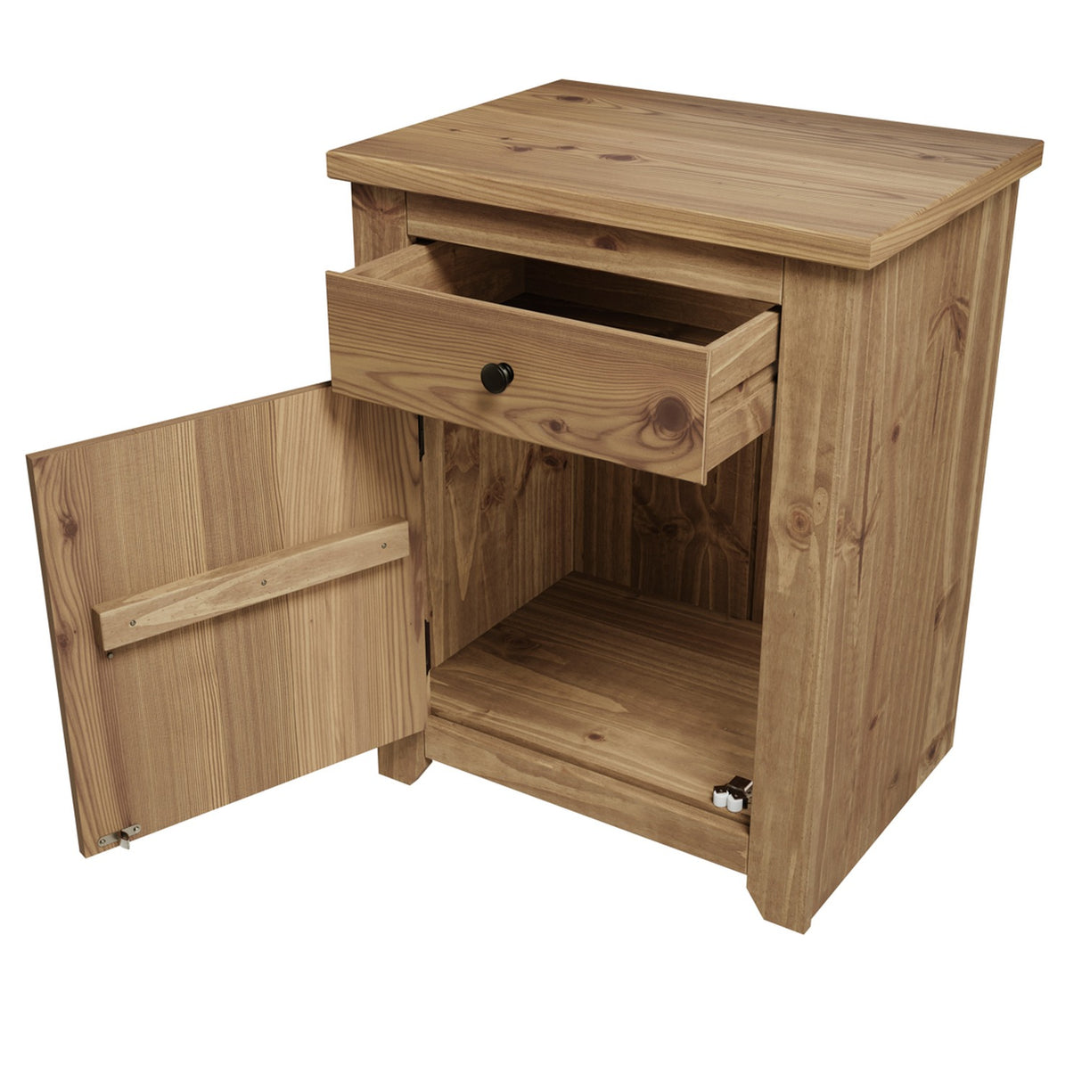 Havana 1 Drawer Bedside Table - Pine