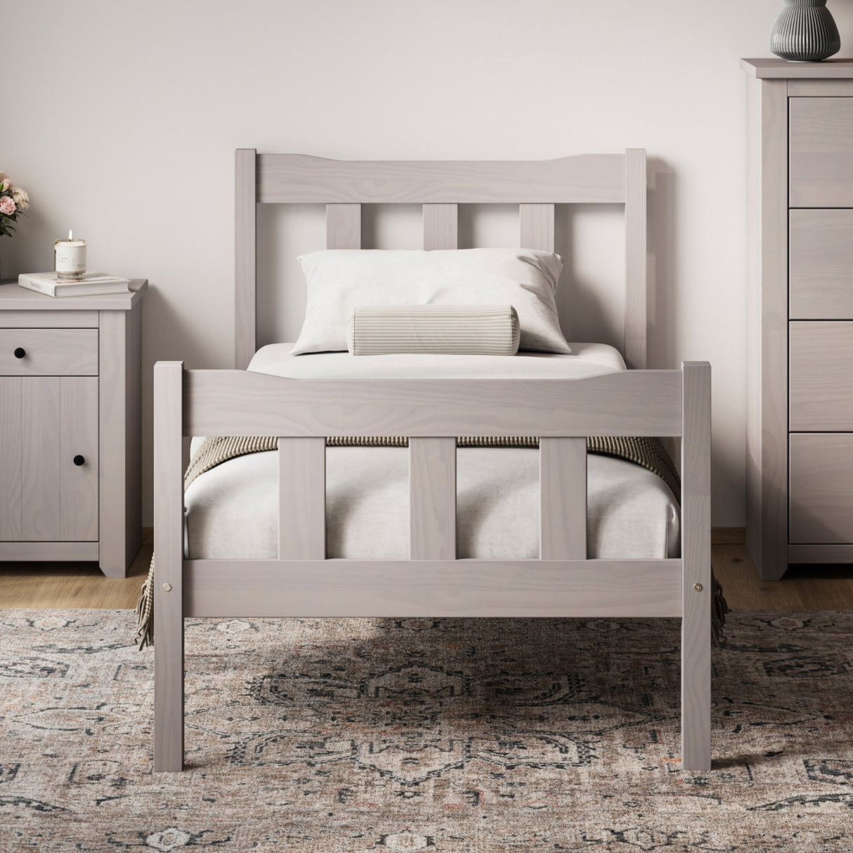Havana Single Bed Frame – Grey with Pewter