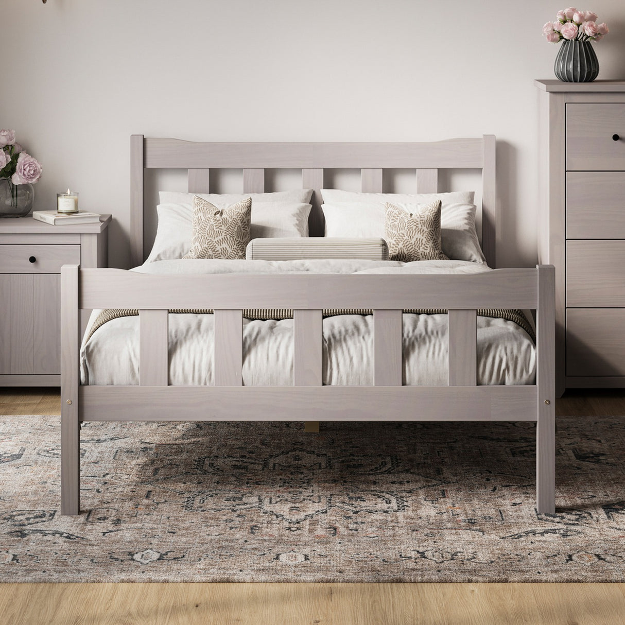 Havana Double Bed Frame – Grey with Pewter