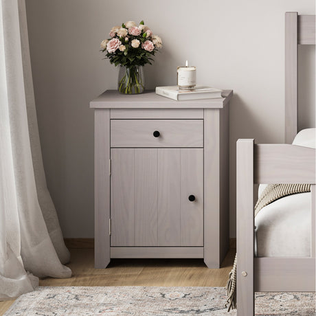 Havana Bedside Table - Grey with Pewter