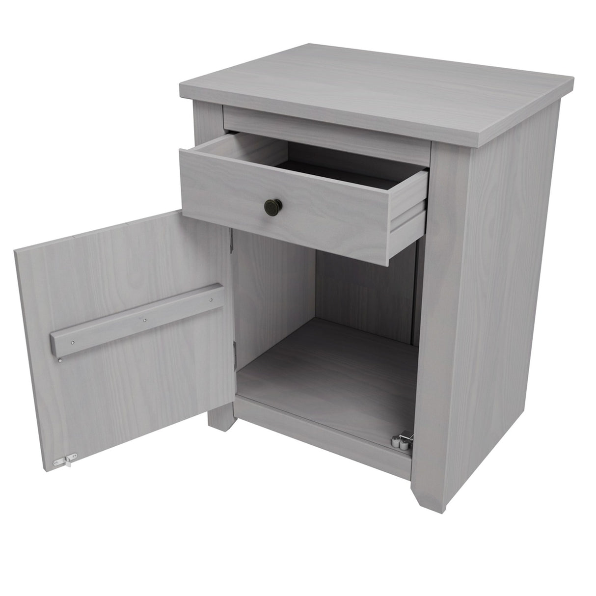 Havana Bedside Table - Grey with Pewter