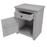 Havana Bedside Table - Grey with Pewter