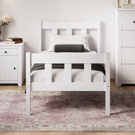 Havana Single Bed Frame - White with Pewter