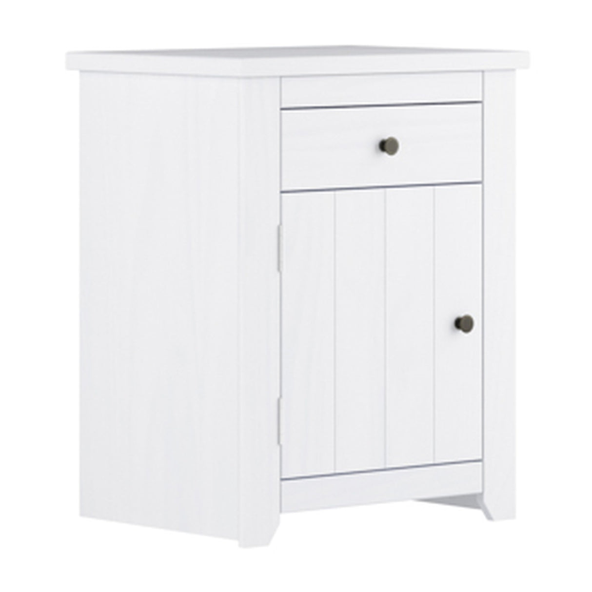 Havana Bedside Table - White with Pewter