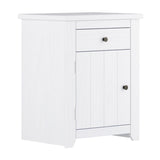 Havana Bedside Table - White with Pewter