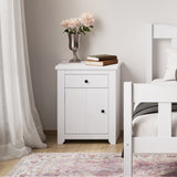 Havana Bedside Table - White with Pewter