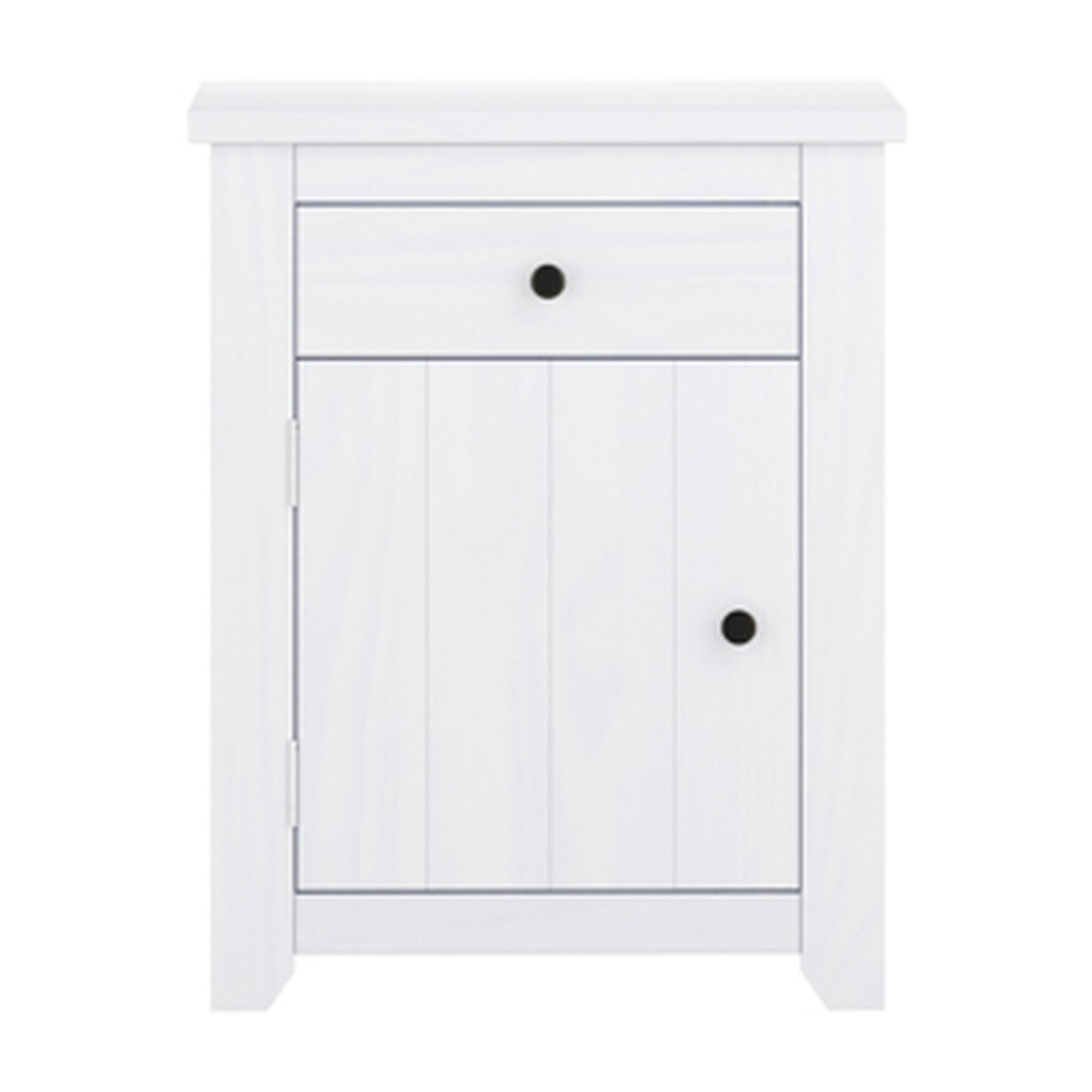 Havana Bedside Table - White with Pewter