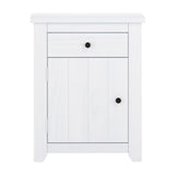 Havana Bedside Table - White with Pewter