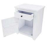Havana Bedside Table - White with Pewter