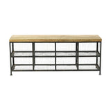 Hasa Industrial Iron & Mango Wood Storage Bench - Grey