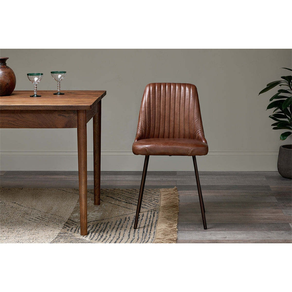 Harsha Leather Dining Chair - Chocolate Brown