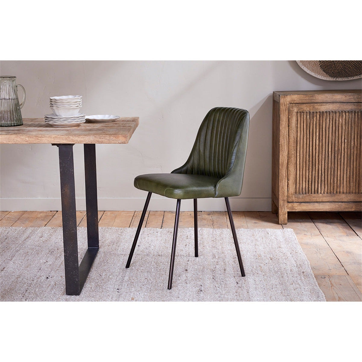 Harsha Leather Dining Chair - Rich Green