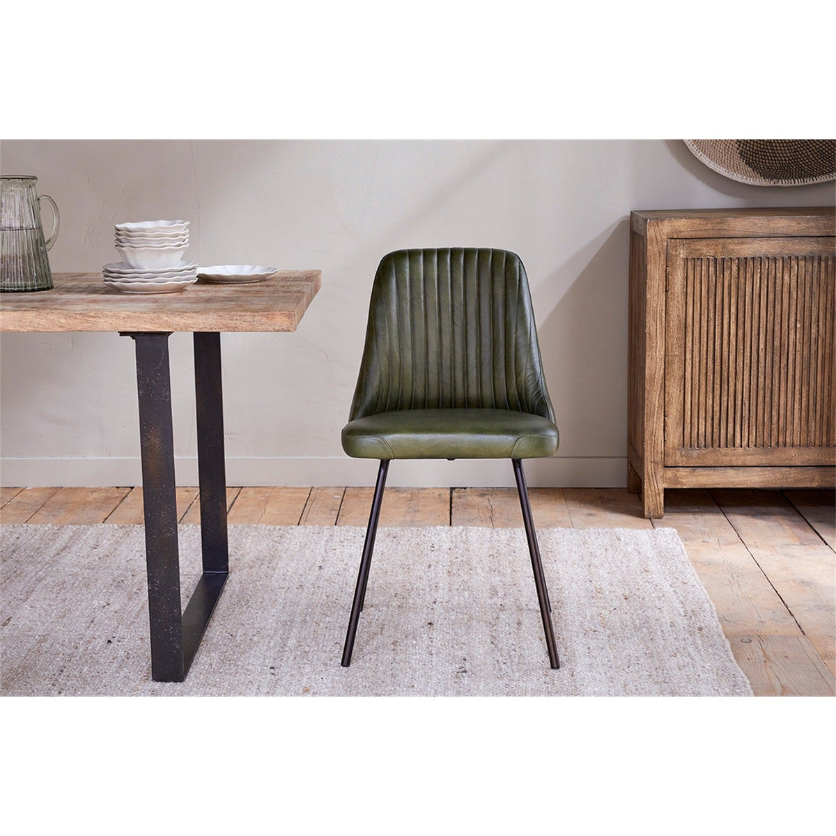 Harsha Leather Dining Chair - Rich Green