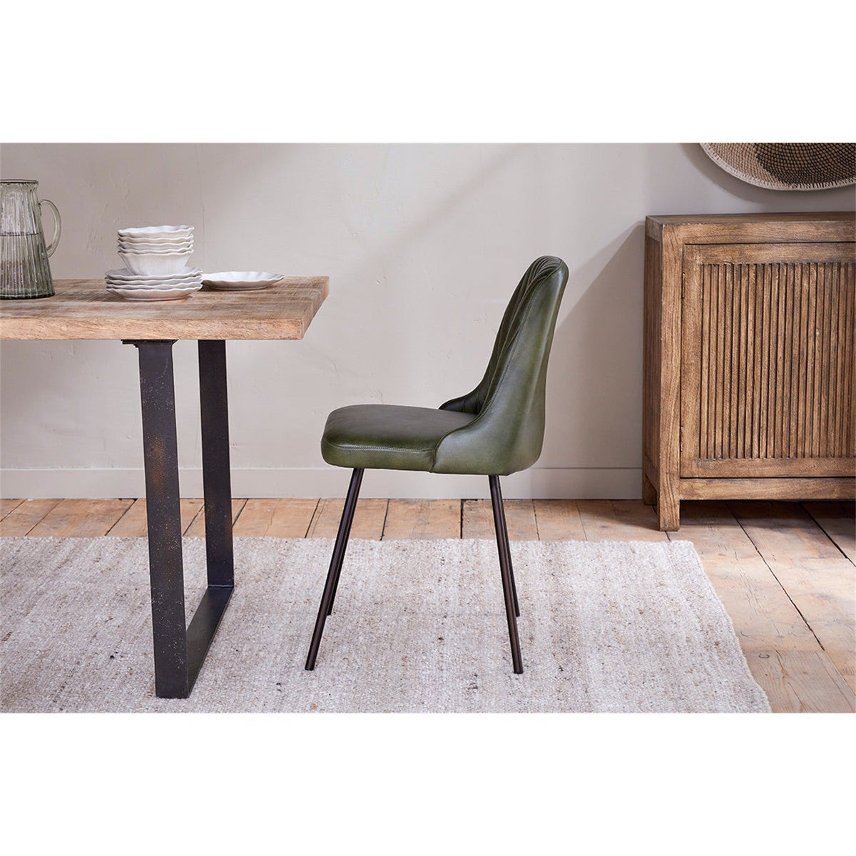 Harsha Leather Dining Chair - Rich Green
