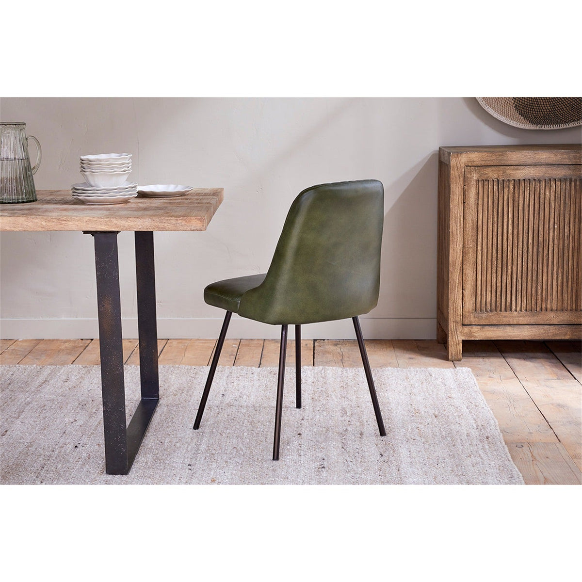 Harsha Leather Dining Chair - Rich Green