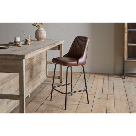 Harsha Leather Counter Stool - Chocolate Brown