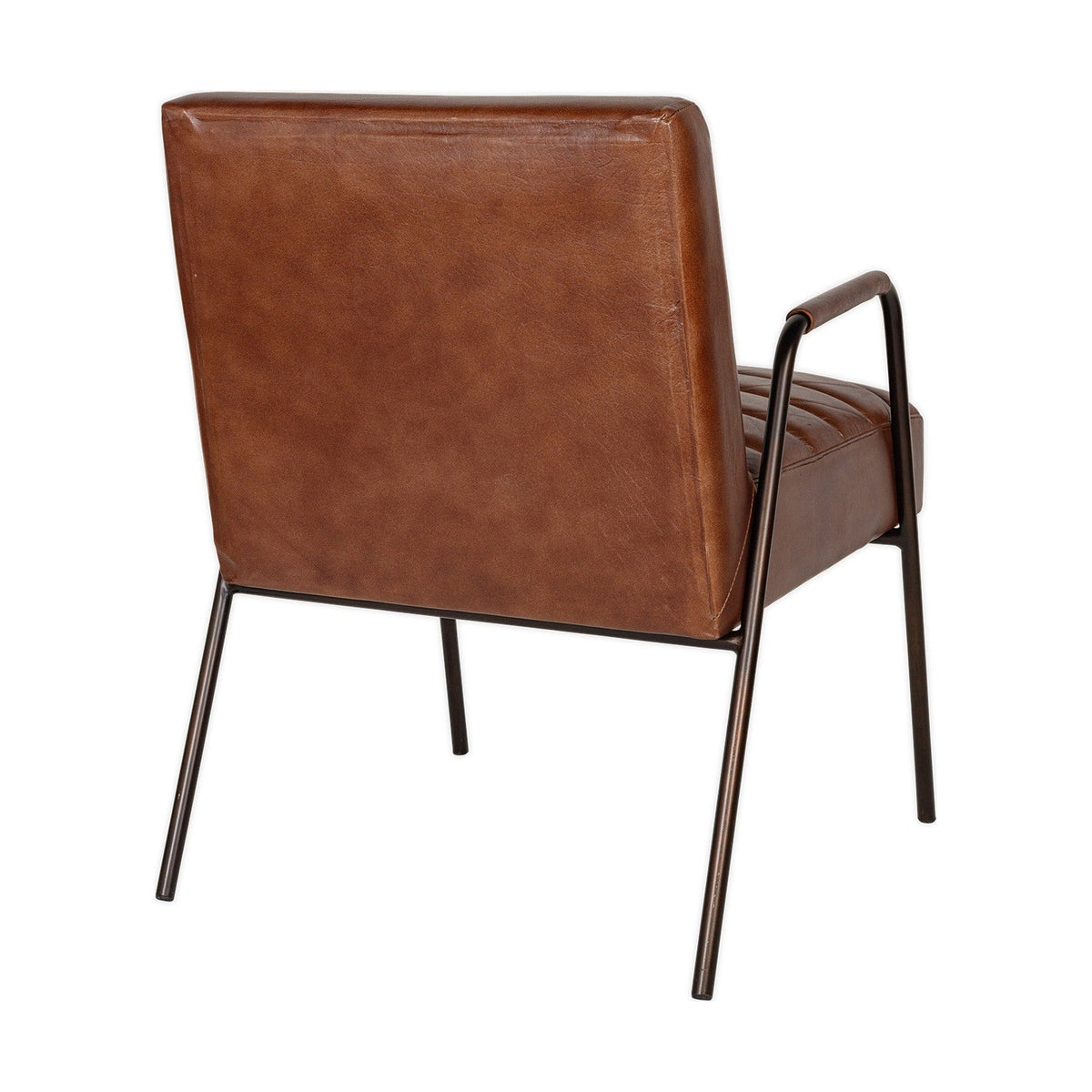 Hadithi Ribbed Leather Armchair - Chocolate Brown
