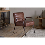 Hadithi Ribbed Leather Armchair - Chocolate Brown