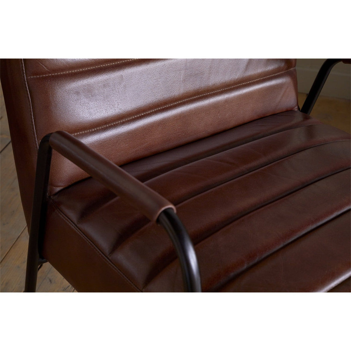 Hadithi Ribbed Leather Armchair - Chocolate Brown