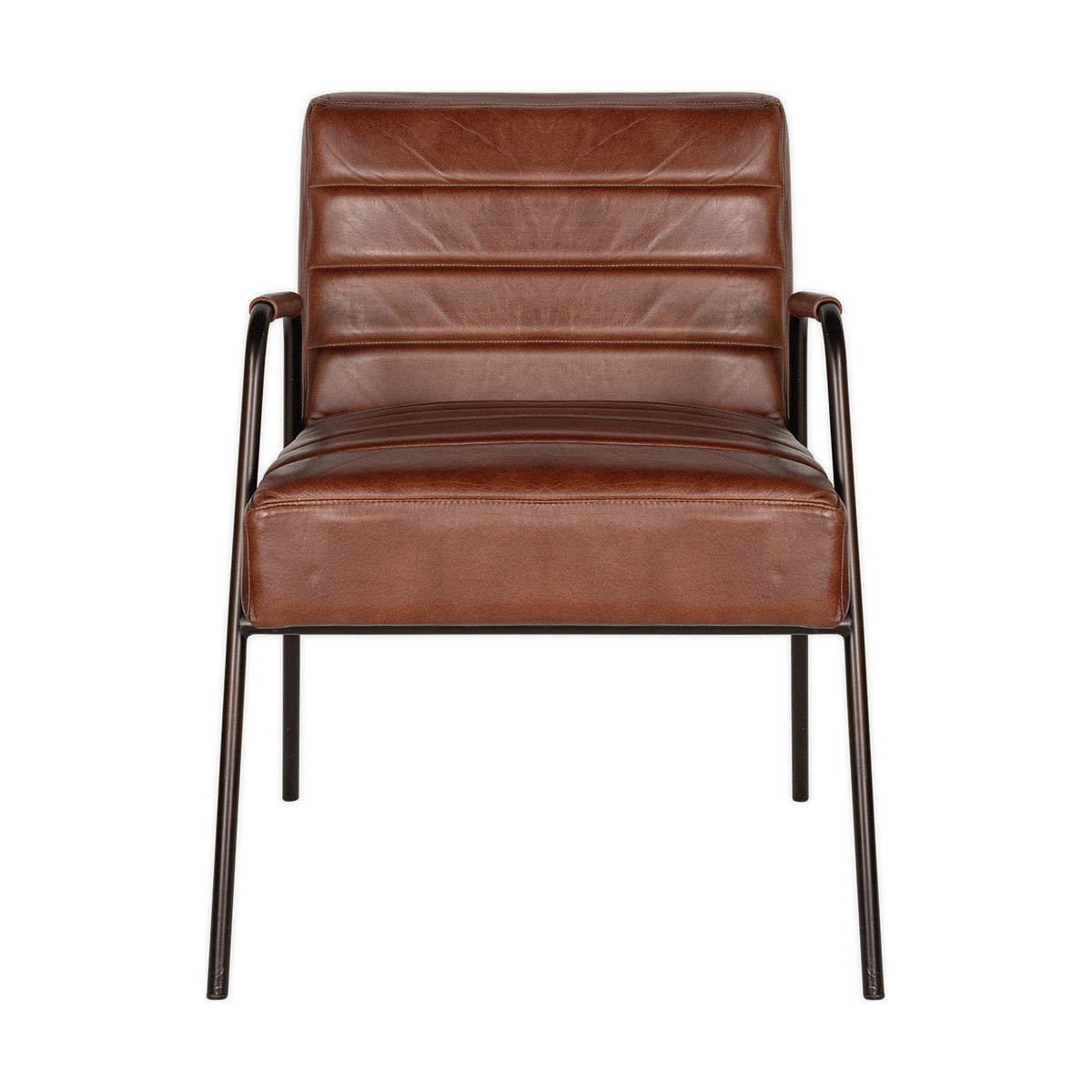 Hadithi Ribbed Leather Armchair - Chocolate Brown