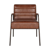 Hadithi Ribbed Leather Armchair - Chocolate Brown