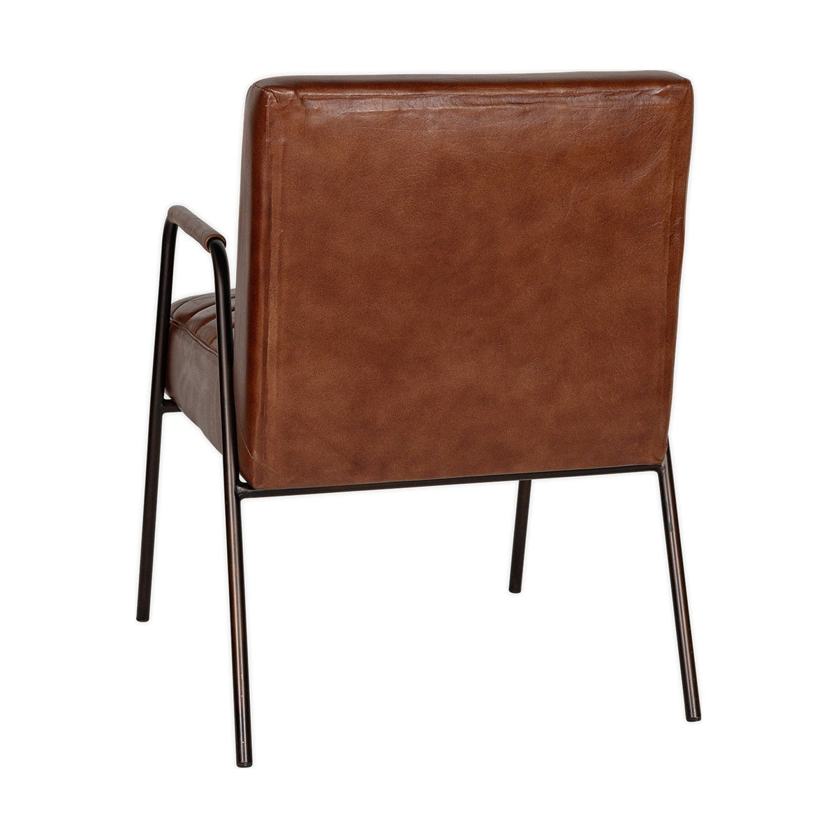 Hadithi Ribbed Leather Armchair - Chocolate Brown