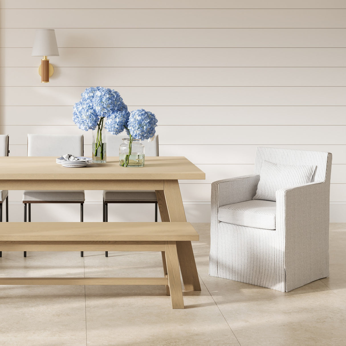 Hettie Dining Chair - Grey Thin Stripe