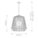 Arlen 1 Light Large Outdoor Pendant Light - Black & Rattan