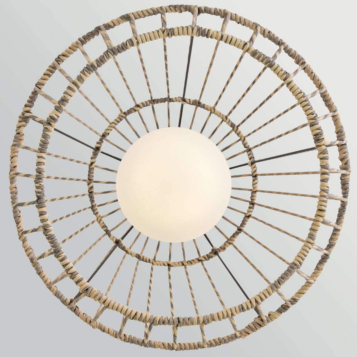Arlen 1 Light Large Outdoor Pendant Light - Black & Rattan