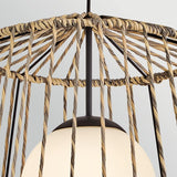 Arlen 1 Light Large Outdoor Pendant Light - Black & Rattan