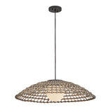 Arlen 1 Light X-Large Outdoor Pendant Light - Black & Rattan