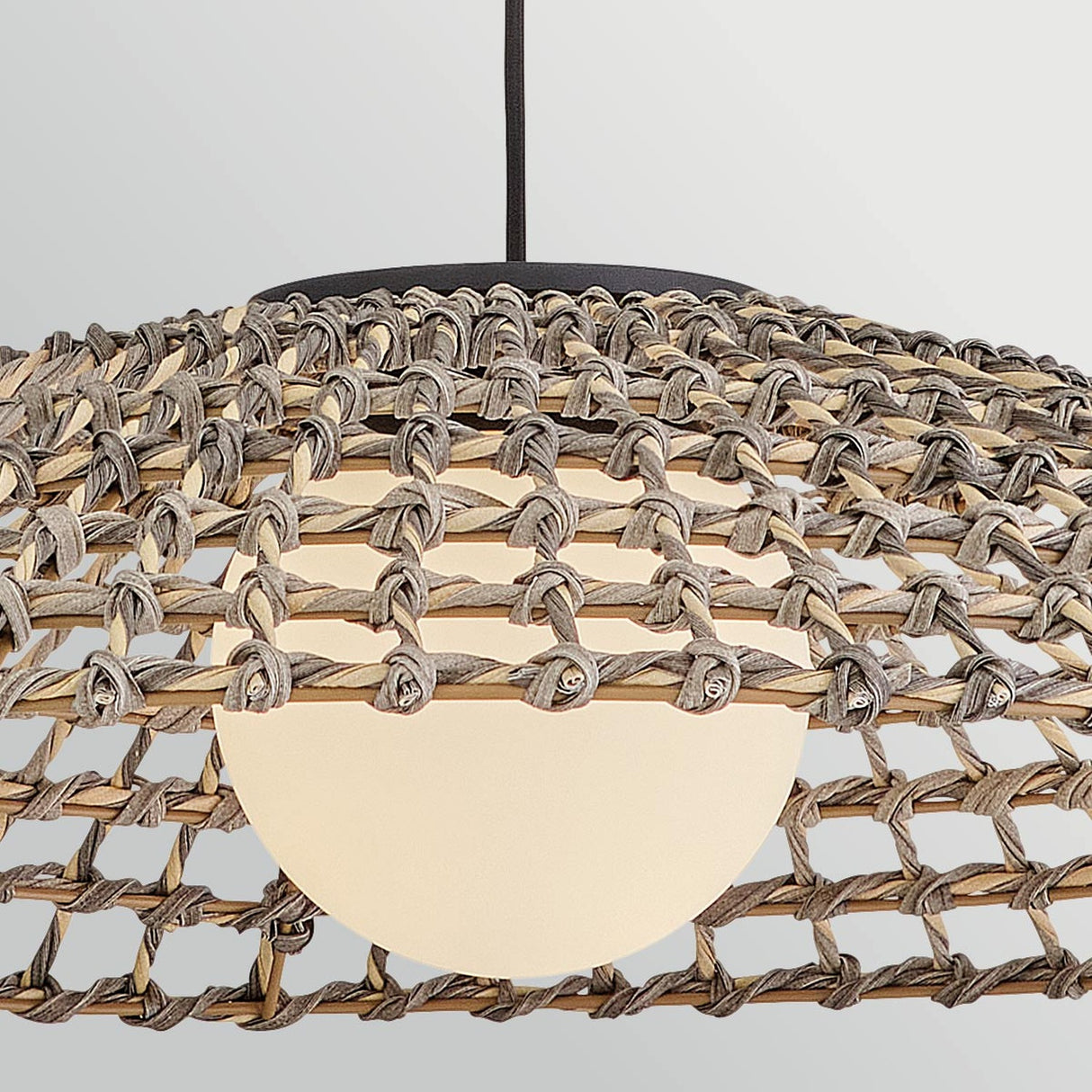 Arlen 1 Light X-Large Outdoor Pendant Light - Black & Rattan