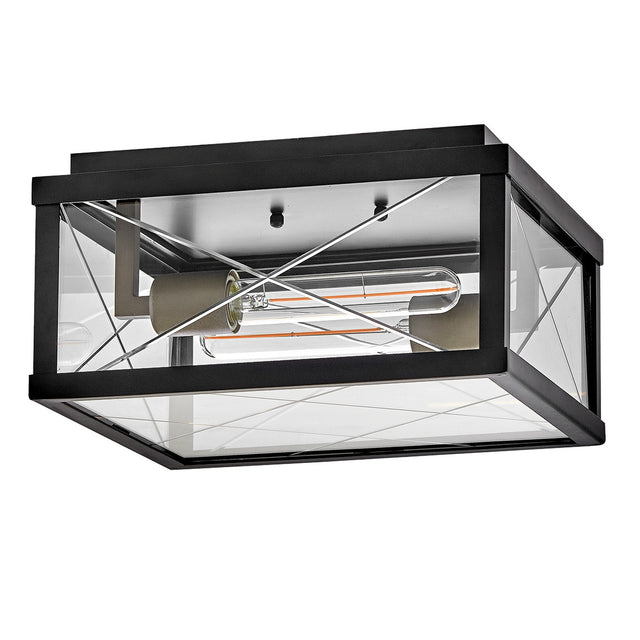 Monte 2 Light Outdoor Flush Ceiling Light - Black