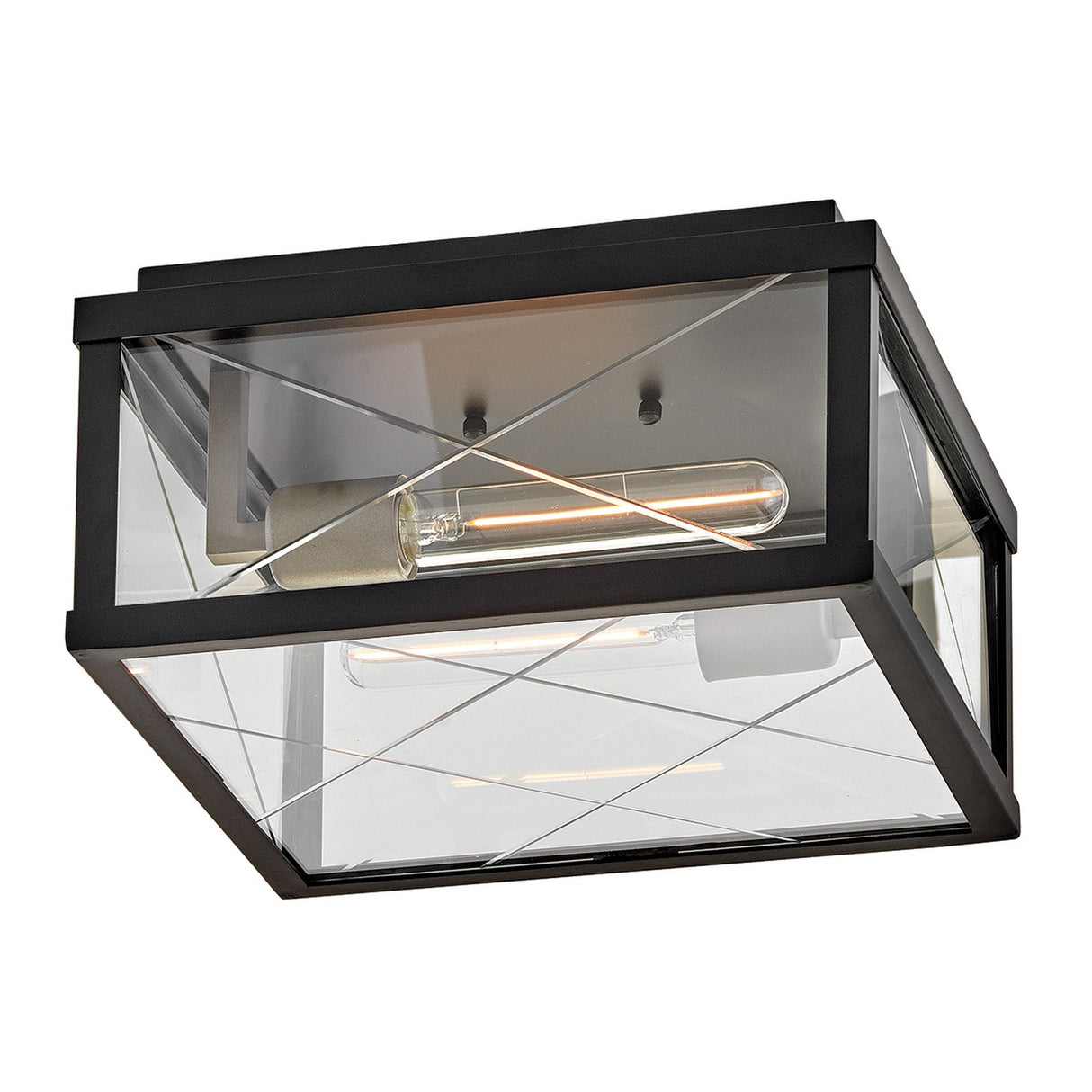 Monte 2 Light Outdoor Flush Ceiling Light - Black
